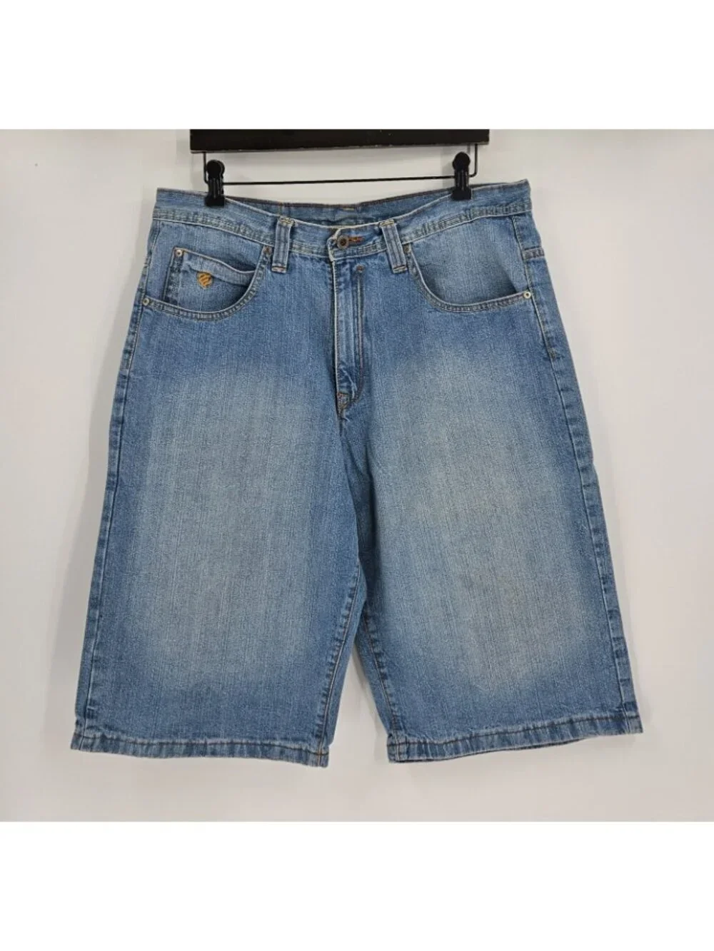 Vintage Y2K Rocawear Baggy Denim Jorts Men's 36 Blue Embroidered Hip Hop Shorts